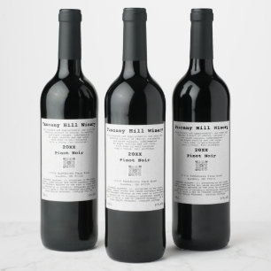 Kraft Effect Grey Custom QRCode LOGO Description  Wine Label