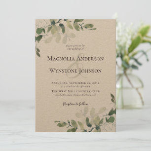 Kraft Eucalyptus Greenery Luxury Wedding Invitation