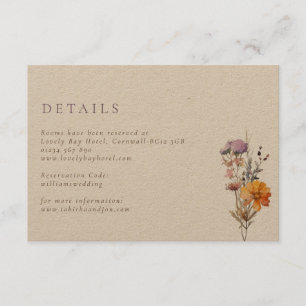 Kraft Fall Orange & Purple Wildflowers Wedding Enclosure Card