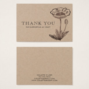 Kraft Floral Thank You Insert Jewelry Card