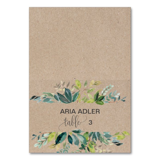 Kraft Foliage Escort Place Cards (Front)
