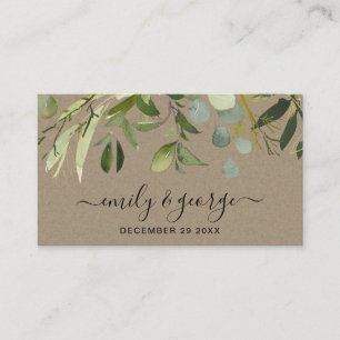 KRAFT FOLIAGE WATERCOLOR WEDDING WEBSITE RSVP BUSINESS CARD