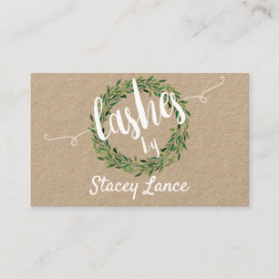 Kraft Foliage Wreath Lashes Business Card