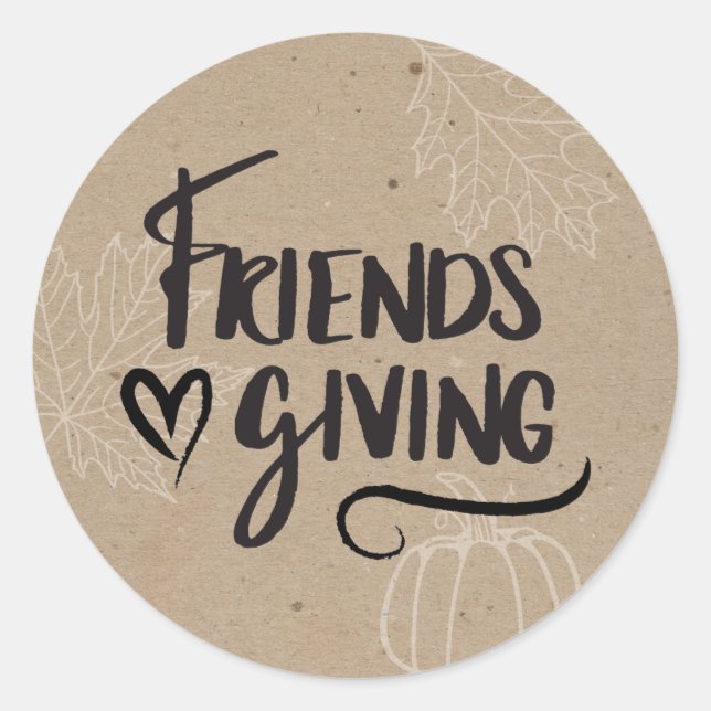 Kraft Friendsgiving Dinner Party Classic Round Sticker (Front)