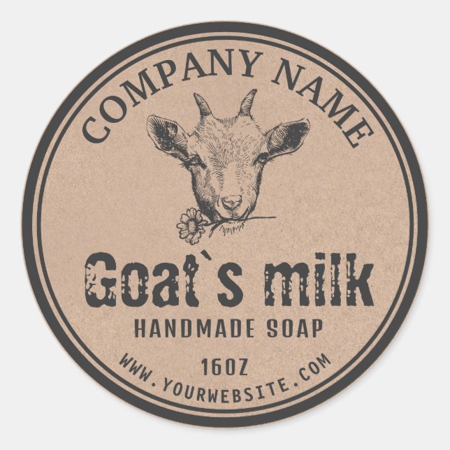 Kraft Goat's Milk Soap Label | Goat Logo (Front)