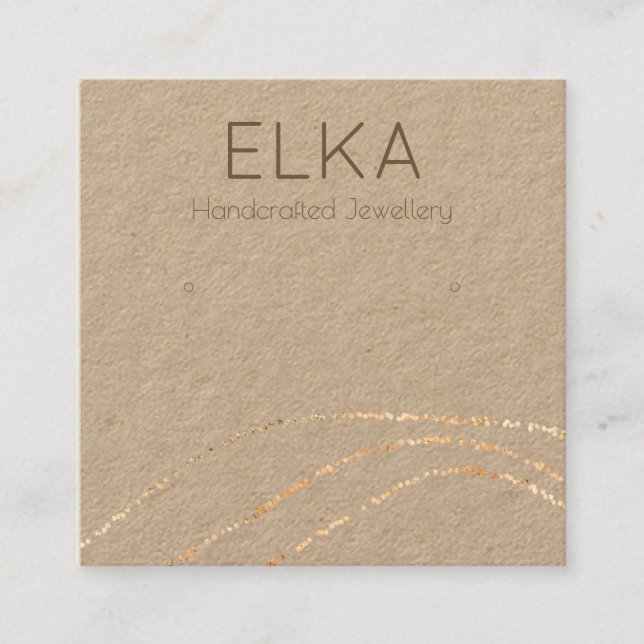 Kraft Gold Dots Square Earring Display Card (Front)