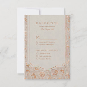 Kraft gold Lace rustic country wedding RSVP Card