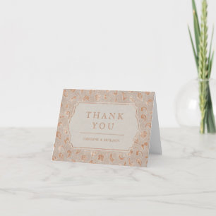 Kraft gold Lace rustic country wedding thank you Card