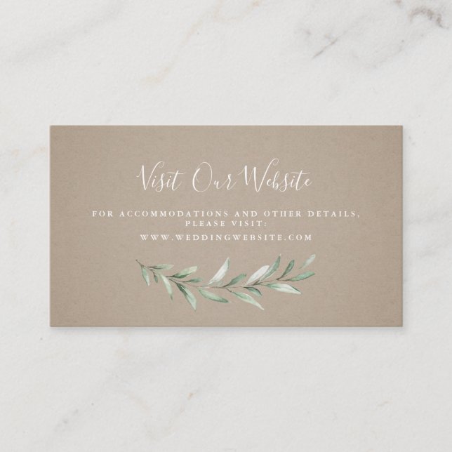 Kraft greenery wedding website Insert card (Front)