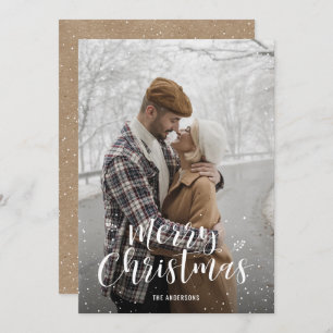 Kraft Hand Lettered Snow Photo Christmas Cards