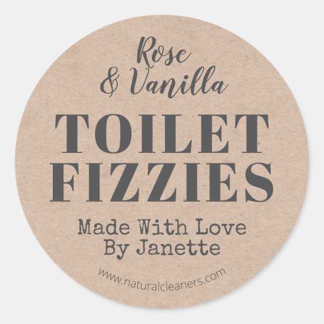 Kraft Handmade Scented Fizzy Toilet Cleaning Bomb Classic Round Sticker (Front)