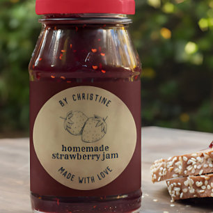 Kraft Handmade With Love Strawberry Jam Label 