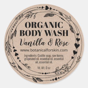 Kraft Homemade Organic Body Wash Labels