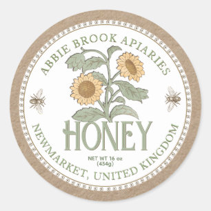 Kraft Honey Jar Label Vintage Sunflower and Bees