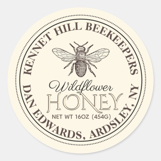 Kraft Honey Label French Bee with Dotted Border (Front)