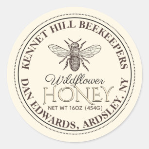 Kraft Honey Label French Bee with Dotted Border