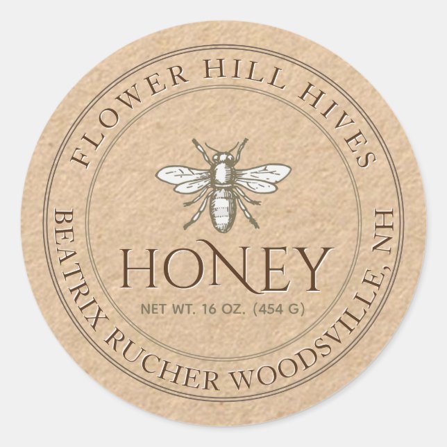 Kraft Honey White Bee Label (Front)