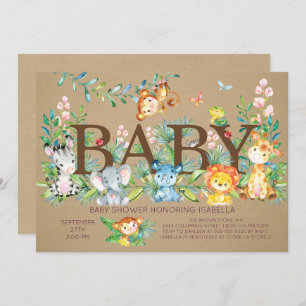 Kraft Jungle Gender Neutral Baby shower Invitation