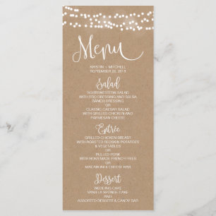 Kraft Lace and Rustic Wedding Menu Card