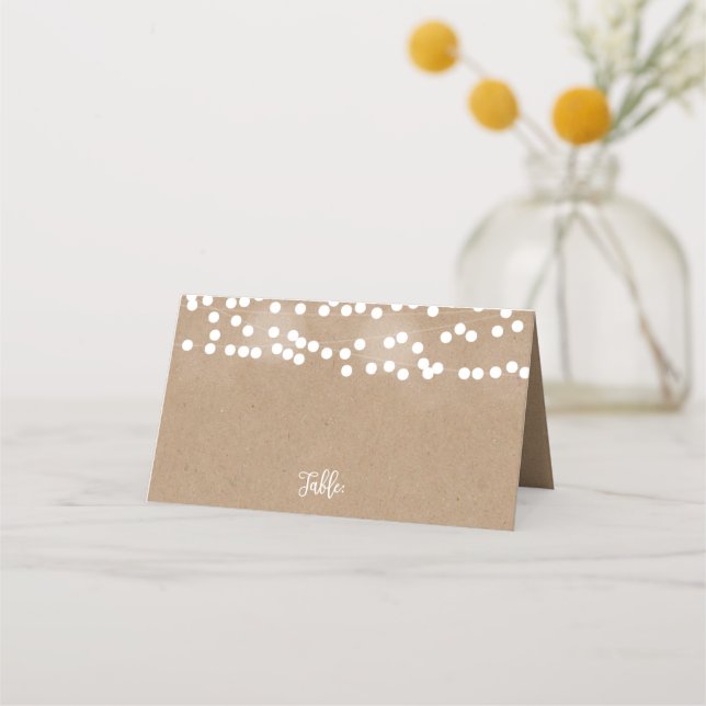 Kraft Lights Wedding Place Cards (Front)