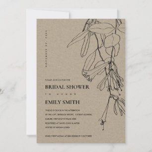 KRAFT LINE DRAWING FLORAL BRIDAL SHOWER INVITE