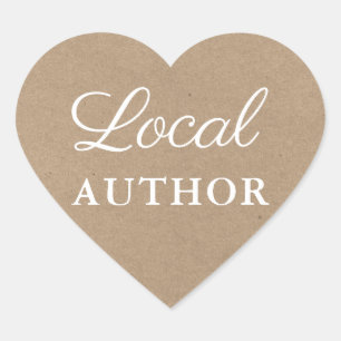 Kraft Local Author Writer Book Promo Heart Sticker