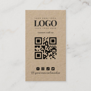 Kraft Logo Pattern & Instagram Facebook QR Code Business Card