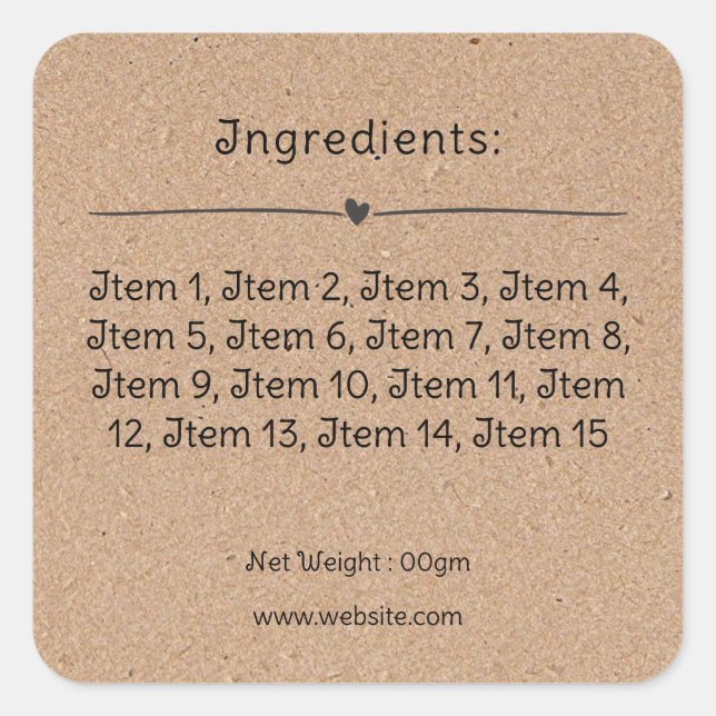 Kraft Look List of Ingredients Product Label (Front)