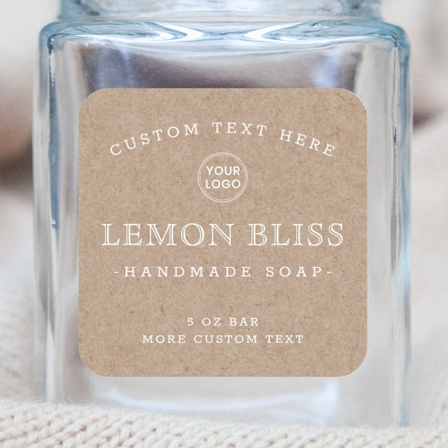 Kraft look paper white text square product labels (Creator Uploaded)