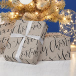 Kraft Merry Christmas Calligraphy Holiday Wrapping Paper<br><div class="desc">Christmas gift wrapping paper feature modern calligraphy merry Christmas script in black on kraft paper. 
Customise the background colour with your choice.</div>
