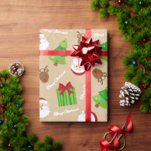 Kraft Merry Christmas Tree Santa Gifts Rudolph