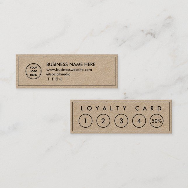 Kraft Mini Chic Modern Minimalist Loyalty Card (Front/Back)