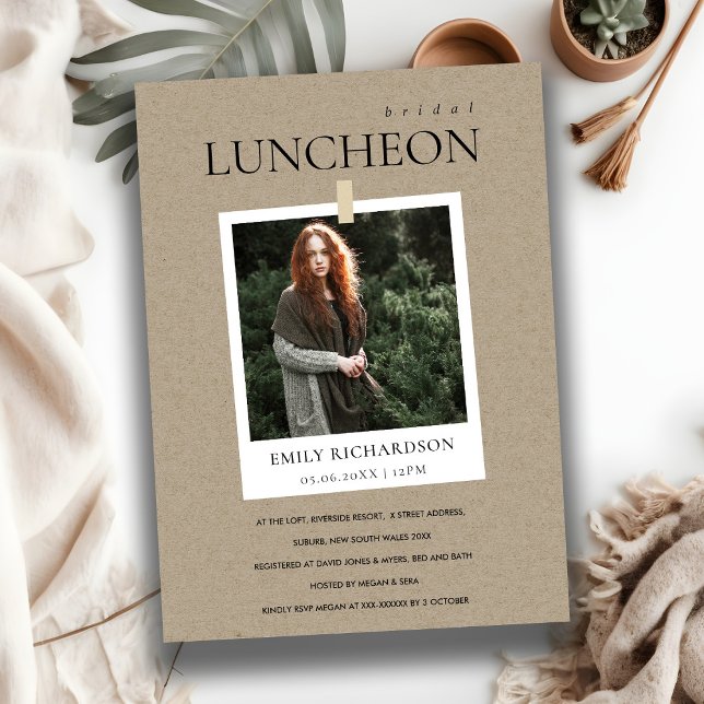 KRAFT MINIMAL CUSTOM PHOTO BRIDAL LUNCHEON INVITE (Creator Uploaded)