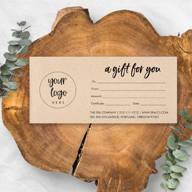 Kraft Modern Business Gift Certificate With Logo (Creator Uploaded)