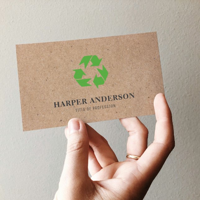 Kraft Modern Green Eco Recycling Professional Business Card (Creator Uploaded)