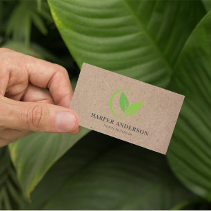Kraft Modern Minimal Green Eco Professional Business Card