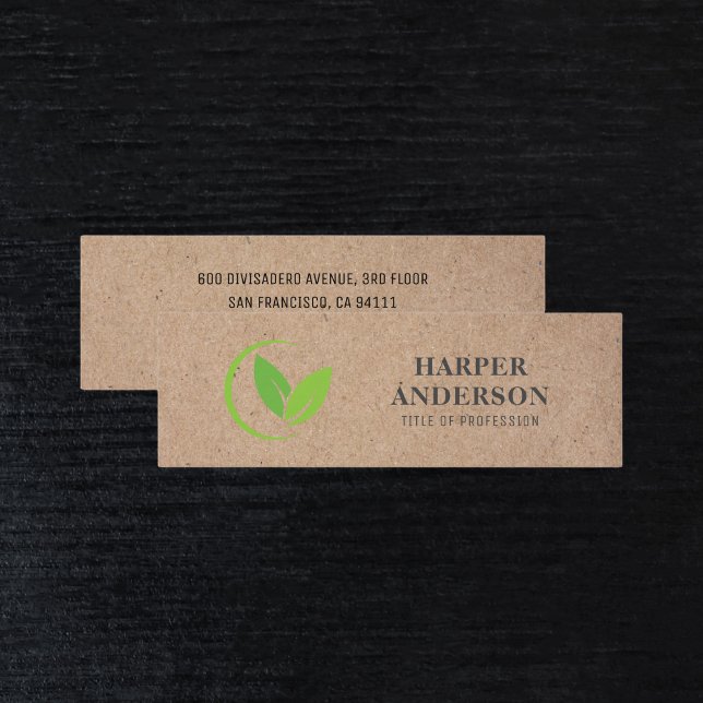 Kraft Modern Minimal Green Eco Professional Mini Business Card (Creator Uploaded)