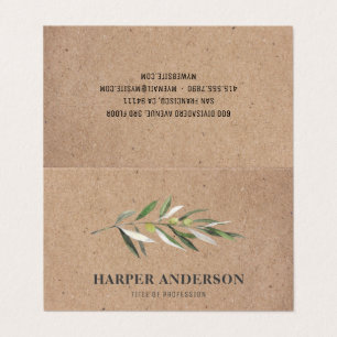 Kraft Modern Minimal Green Olive Tree Professional Business Card