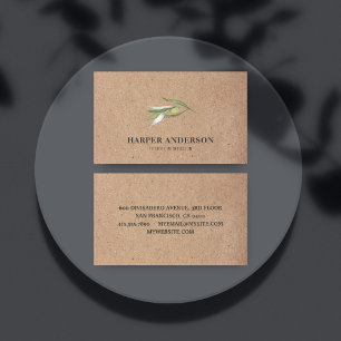 Kraft Modern Minimal Green Olive Tree Professional Business Card
