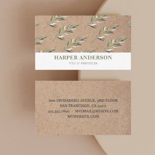 Kraft Modern Minimal Green Olive Tree Professional Business Card