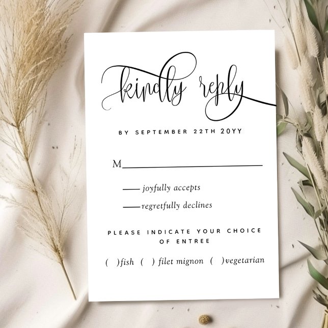 Kraft, Modern Rustic, Script, With Meals RSVP Card (Creator Uploaded)