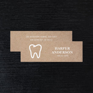 Kraft Modern White Tooth Icon Dental Mini Business Card
