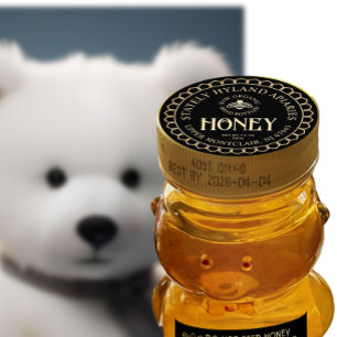 Kraft on Black Honey Honeycomb Border and Bee Classic Round Sticker