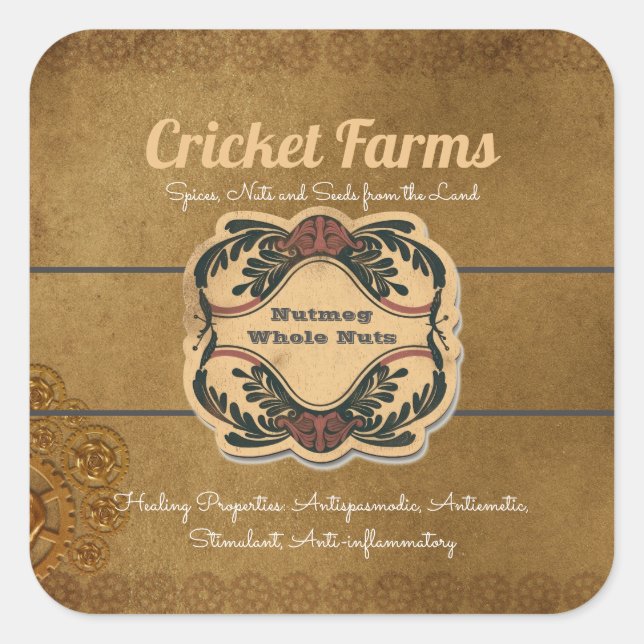 Kraft Orante Simple Template Green Peach Square Sticker (Front)