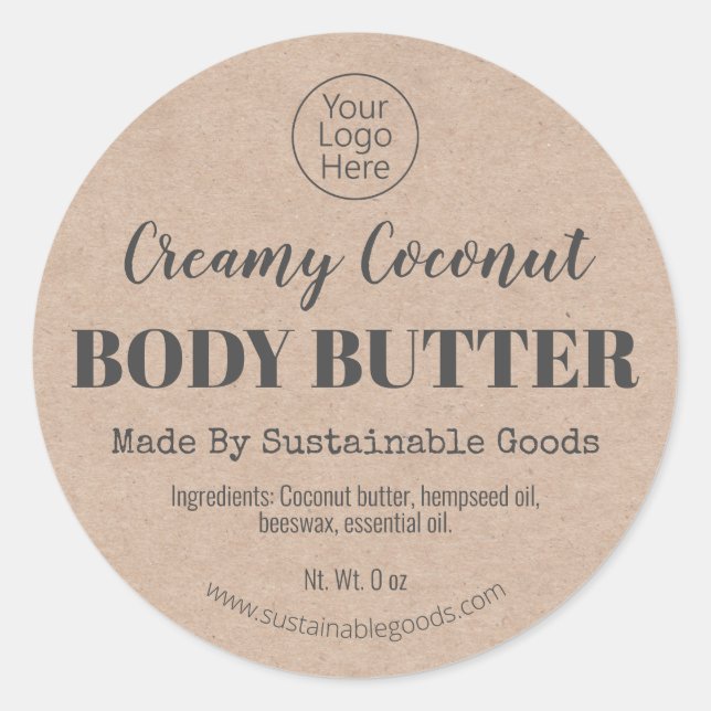 Kraft Organic Handmade Body Butter Logo Labels (Front)