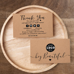 Kraft Paper Add Logo Thank You  Business Card