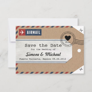 Kraft Paper Airmail Luggage Tag Save the Dates Date