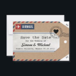 Kraft Paper Airmail Luggage Tag Save the Dates Save The Date<br><div class="desc">Kraft paper Luggage Tag Wedding Save the dates with an airmail design and love stamp. Easily edit and move the text. Customise these tags by cutting off the front corners, punching a hole and attaching string! The backside is reversed on purpose, so that the corners line up! Please contact us...</div>