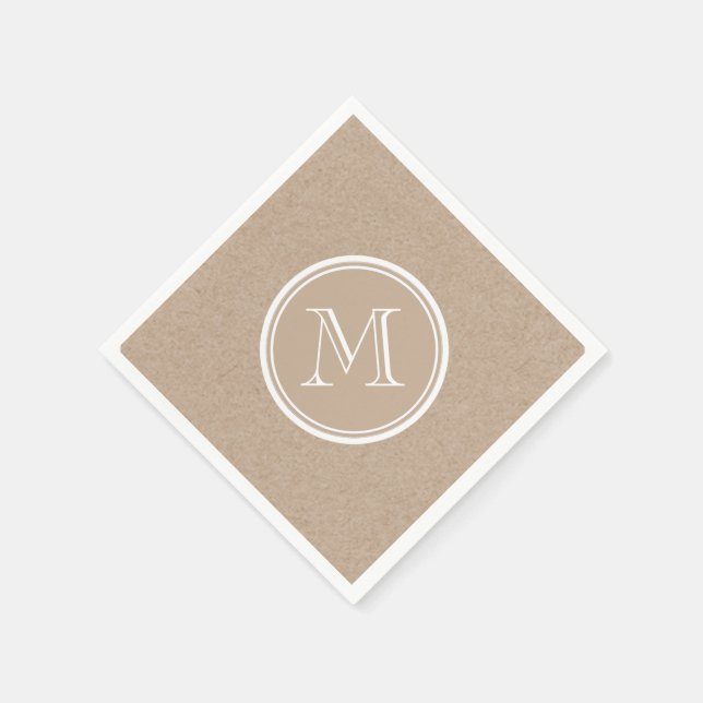 Kraft Paper Background Monogram Napkin (Corner)