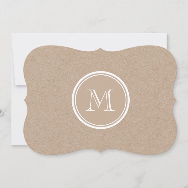 Kraft Paper Background Monogram Note Card (Front)